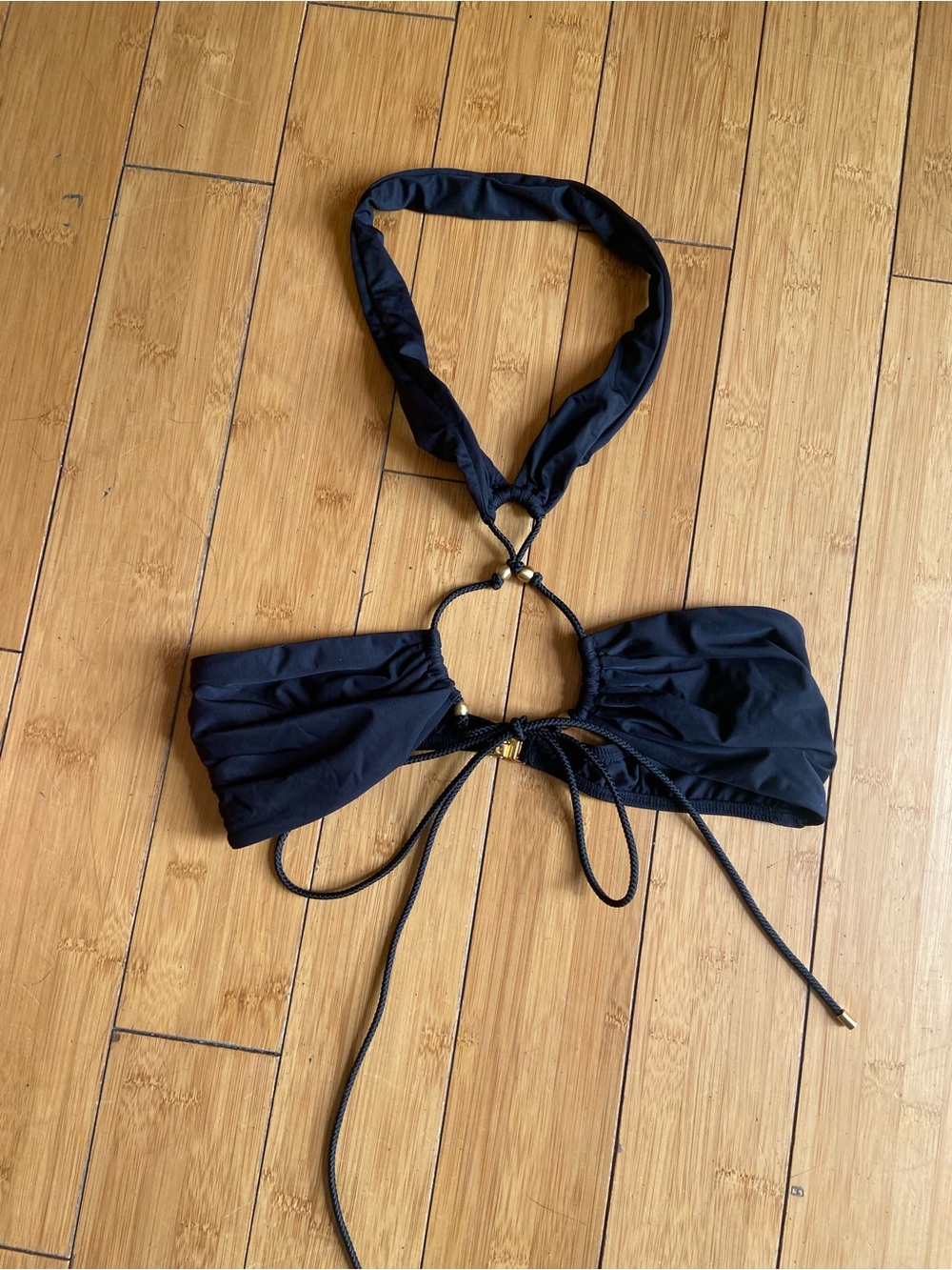 Black Halter Ring Bikini Top